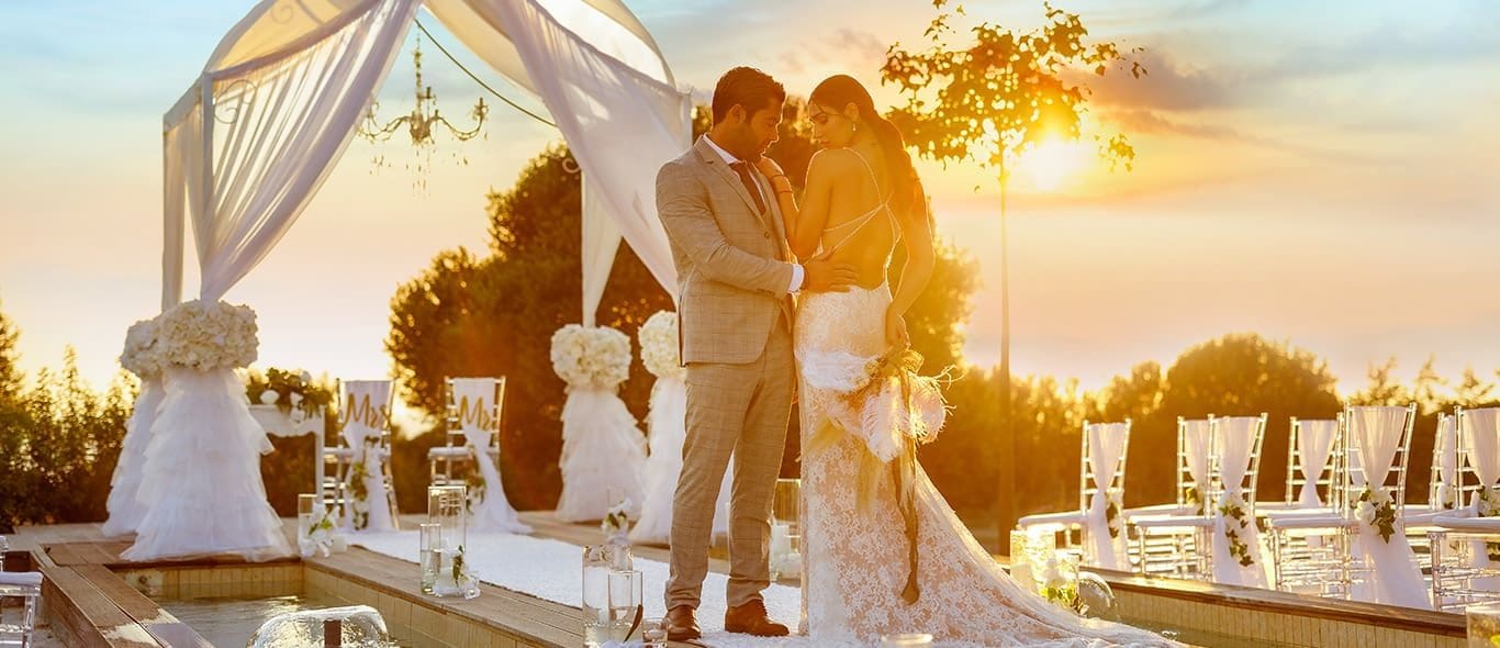 Sunset wedding ceremony at The Cupule Cape Greco